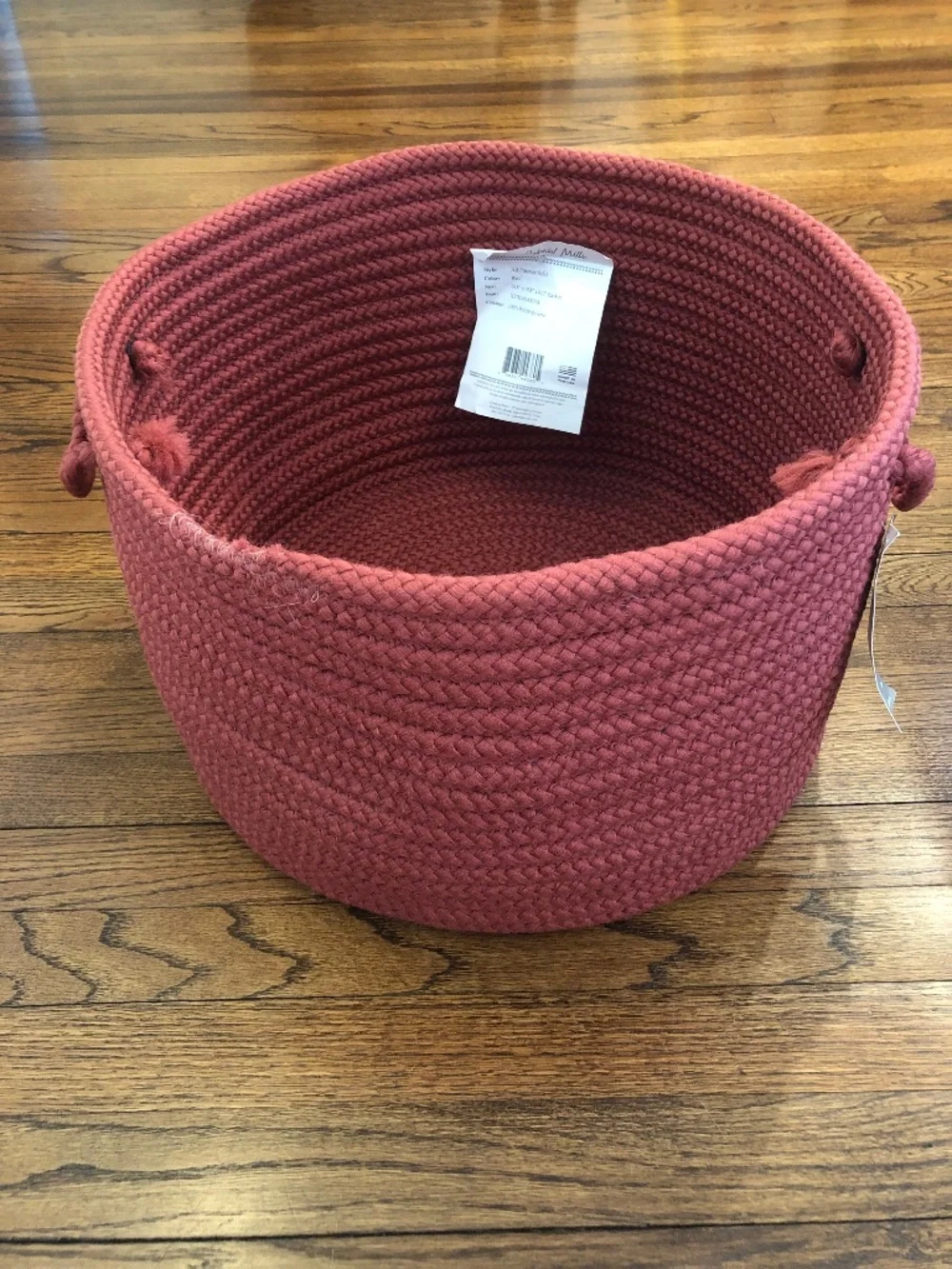 NWT Large Braided Storage Basket by Colonial Mills, Rose